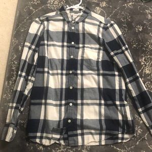 J. Crew Navy and White Flannel